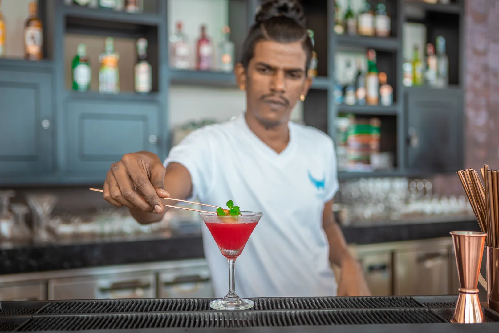 Man preparing a cocktail